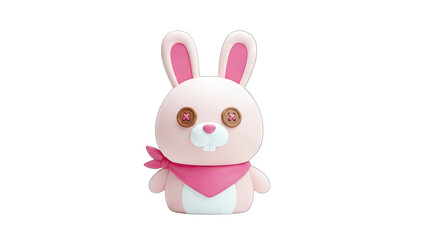 Cute Pink Rabbit Toy on White Background