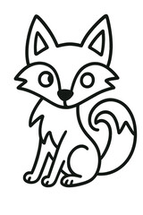 Cute cartoon black fox with big eyes 