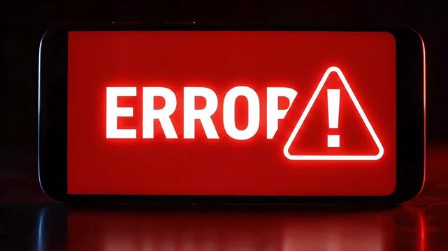 Smartphone displays a critical system failure warning screen with bright white text against a dramatic dark background
