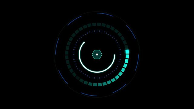 Modular Sci-Fi HUD Ring Loader Animation Seamless Loop 4K