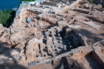 A scene from the archaeological excavation at Hıdırlık Tower in Antalya's Old Town.