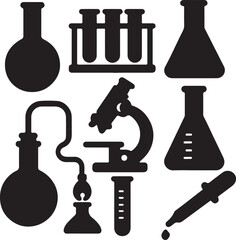 Laboratory Equipment Silhouettes Set