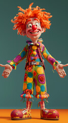 3d Cartoon Character of Cheerful Man wearing clown costume