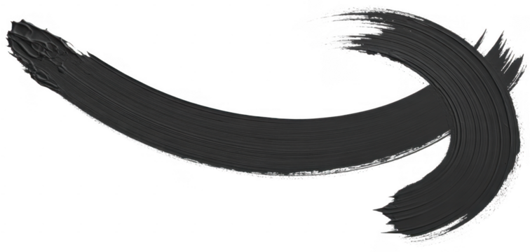 Black brush stroke with white outline isolated on a transparent background - Powered by Adobe