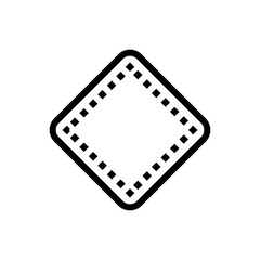 Clean stitched patch icon in simple outline vector form, perfect for apparel labels, product tags, badge design, craft branding, and sewing or textile visuals.