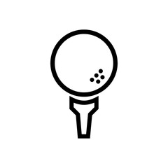 Minimal golf ball on tee icon in clean outline vector style, ideal for golf club branding, scorecards, tournament signage, sports apps, and merchandise design.