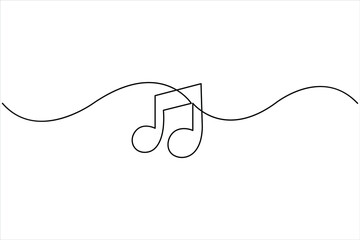 Obraz premium Continuous music note design one line art drawing of music notation musical concept illustration