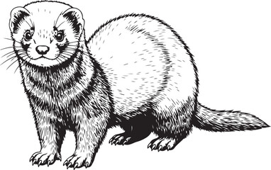 Ferret sketch drawing on transparent background cute mammal animal illustration