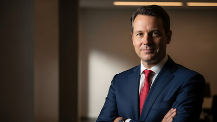 Confident businessman standing in office
