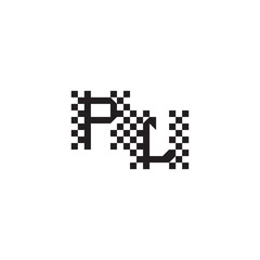 Fototapeta premium Alphabet Logo Monogram Design Modern Abstract Bold PL Initial Pixel Vector Alphabet