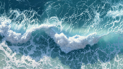 A dynamic aerial shot capturing the mesmerizing power and beauty of a cresting ocean wave