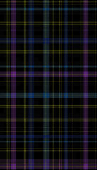 Vibrant neon plaid pattern on black. Modern pop art digital texture background.