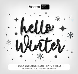 hello winter text effect vector file