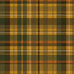 Vintage multi-color tweed plaid pattern. Green and mustard wool texture background.