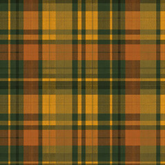 Vintage multi-color tweed plaid pattern. Green and mustard wool texture background.