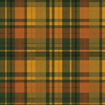 Vintage multi-color tweed plaid pattern. Green and mustard wool texture background.