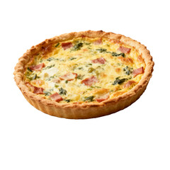 [Transparent Background PNG]Delicious quiche with ham spinach and cheese filling