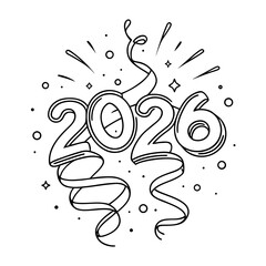 Ribbon Explosion Line Art 2026