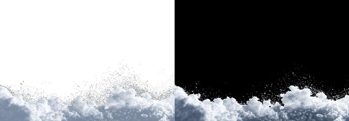 Frozen winter landscape with snow heaps and icy textures, designed as a clean isolated background...