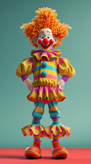 3d Cartoon Character of Cheerful Man wearing clown costume