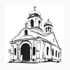 ancient church with white background