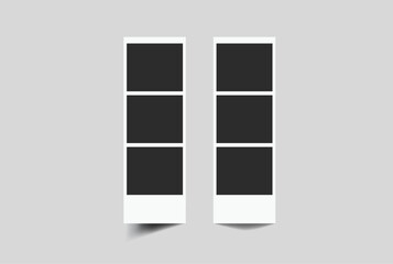 Vector Retro photo booth strips and instant film frames with blank placeholders. Minimalist vintage snapshot mockup templates for photography layouts, scrapbooking, and social media memories.
