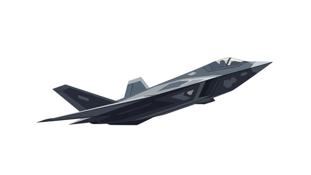 Pixel art stealth fighter jet in flight grey camouflage white background
