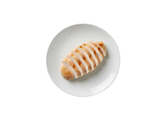 Cooked chicken meat. Slices of breast fillet separated. Clipping path

