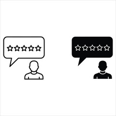 Two people giving different star ratings in speech bubbles