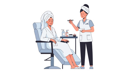 Spa technician attending to a client in a chair