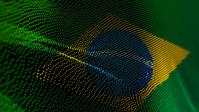 Brazil flag and digital technology illustration
