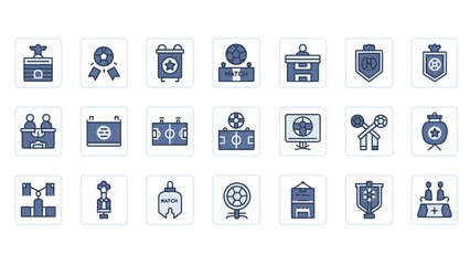 Comprehensive set of modern football and soccer-related icons for digital media and sports event