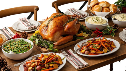 Roasted Turkey Dinner with Mashed Potatoes Green Beans and Roasted Vegetables whole turkey