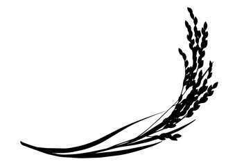 モノクロのシンプルな稲穂のシルエット