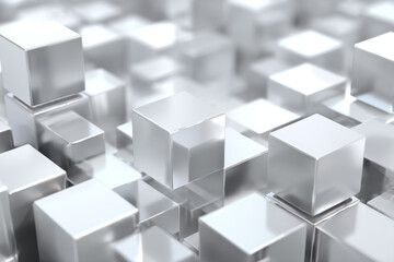 Obraz premium array of metallic cubes with soft lighting and shallow depth of field