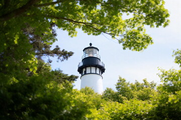 Lighthouse Amidst Lush Green Foliage