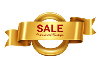 Golden sale banner with promotional message