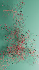 Interconnected Complexity: A Dance of Red Dots on Teal Depth
