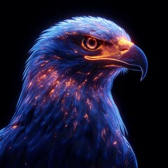 Blue neon holographic eagle high resolution picture