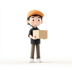 Illustration of a package delivery man carrying boxes.