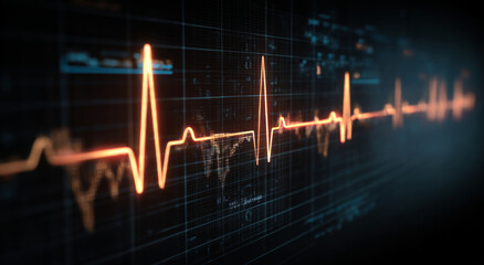 Heartbeat cardiology electrocardiogram pulse medical monitor glowing heartbeat cardiology