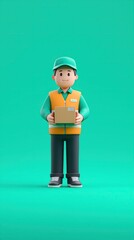 Illustration of a package delivery man carrying boxes.