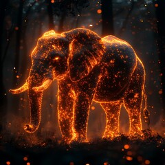Bright glowing elephant of flames high resolution picture