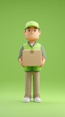 Illustration of a package delivery man carrying boxes.