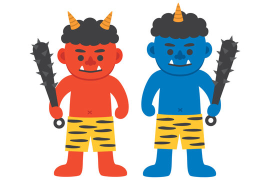 赤鬼と青鬼の全身イラスト