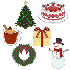 Christmas Celebration Elements Set: Tree, Wreath, Snowman, Cake, Gift, Vin Chaud - Vector, SVG, PNG
Hand-drawn Christmas Icons Collection - Tree, Snowman, Cake, Mulled Wine - SVG, PNG, Vect크
