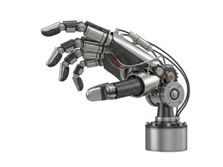 Robotic hand mechanical device isolated on transparent background