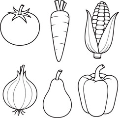 Black and White 3D Line Art Stone Fruit Set.eps