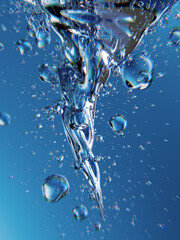 Underwater Spiral Twirl With Air Bubbles, Crystal Blue Ocean Light, and Dynamic Reflections