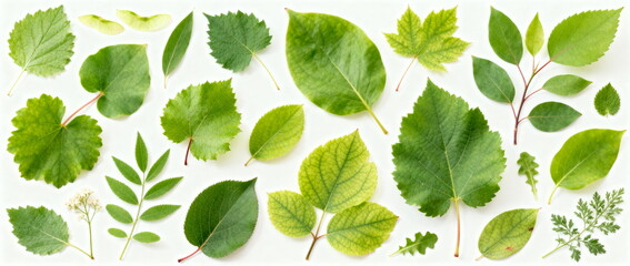 Diverse Collection of Fresh Green Leaves and Plants